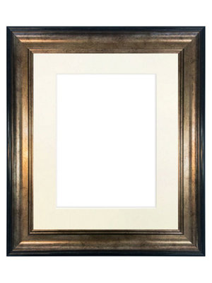 Frames By Post Scandi Black & Gold Frame With Ivory Mount For Image Size A5 from B&Q