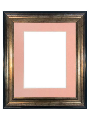Frames By Post Scandi Black & Gold Frame With Pink Mount For Image Size A2 from B&Q
