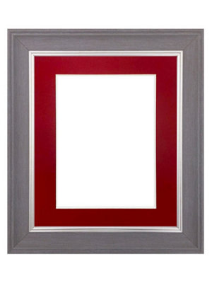 Frames By Post Scandi Slate Grey Frame With Red Mount For Image Size A5 from B&Q