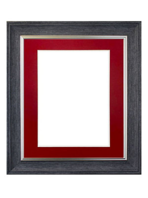 Frames By Post Scandi Charcoal Grey Frame With Red Mount For Image Size A2 from B&Q