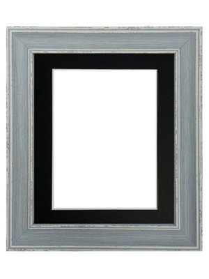 Frames By Post Scandi Distressed Blue Frame With Black Mount For Image Size A5 from B&Q