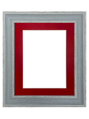 Frames By Post Scandi Distressed Blue Frame With Red Mount For Image Size A5 from B&Q