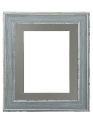 Frames By Post Scandi Distressed Blue Frame With Dark Grey Mount For Imagesize A2 from B&Q