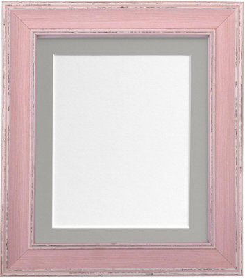 Frames By Post Scandi Distressed Pink Frame With Dark Grey Mount For Image Size A5 from B&Q