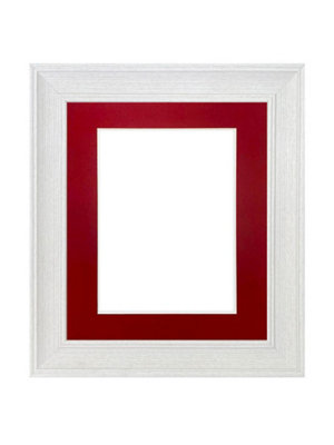Frames By Post Scandi Limed White Frame With Red Mount For Image Size A2 from B&Q
