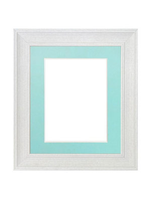 Frames By Post Scandi Limed White Frame With Blue Mount For Image Size A3 from B&Q