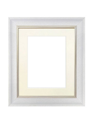 Frames By Post Scandi White Speckled Frame With Ivory Mount For Image Size A5 from B&Q