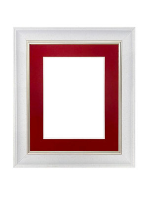Frames By Post Scandi White Speckled Frame With Red Mount For Image Size A3 from B&Q