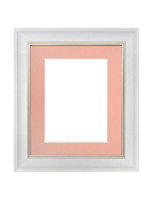 Frames By Post Scandi White Speckled Frame With Pink Mount For Image Size A2 from B&Q