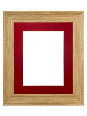 Frames By Post Scandi Oak Frame With Red Mount For Image Size A2 from B&Q