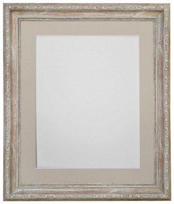 Frames By Post Shabby Chic Distressed Wood With Light Grey Mount For Imagesize A2 from B&Q
