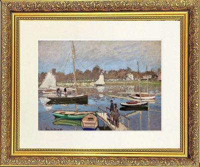 Frames By Post Stunning Green Boat Art Print Framed In Elegant Gold Dahlia Frame14 X 12 Inch from B&Q