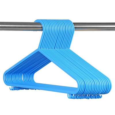 Taylor & 100X Plastic Kids Coat Hangers Durable Baby & Child Clothes Hangers For Hanging & Storage Brown/Blue