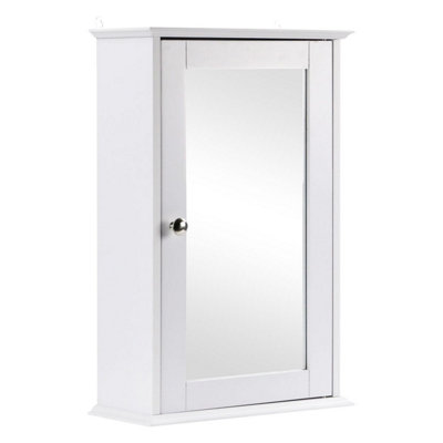 Taylor & Brown Brown/White Taylor & Single Door Mirrored Bathroom Cabinet Storage Cupboard Organiser Wall Mounted With Adjustable Shelf (White)