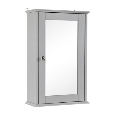 Taylor & Brown Brown/Grey Taylor & Single Door Mirrored Bathroom Cabinet Storage Cupboard Organiser Wall Mounted With Adjustable Shelf (Grey)