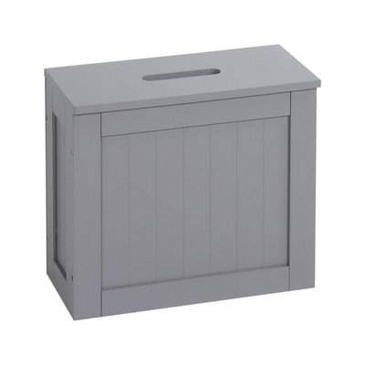 Taylor & Brown Multi-Purpose Wooden Bathroom Storage UnitLaundry Hamper Toilet Cleaning Tidy Box Unit CupboardGrey from B&Q