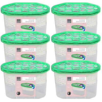 B&Q 6 Pack 500Ml Dehumidifiers Moisture Absorbers For Home, Kitchen, Wardrobe, Bedroom, Caravan, Office & Bathroom