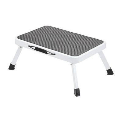 Taylor & Brown Folding Step Stool Portable Lightweight Steel Ladder With Non-Skid Rubber Platform Foldable (White)