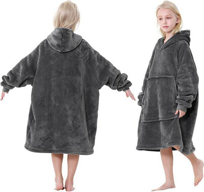 Taylor & Brown Hoodie Blanket Oversized Big Hooded Ultra Plush Sherpa Giant Sweatshirt Blanket (Dark Grey) from B&Q