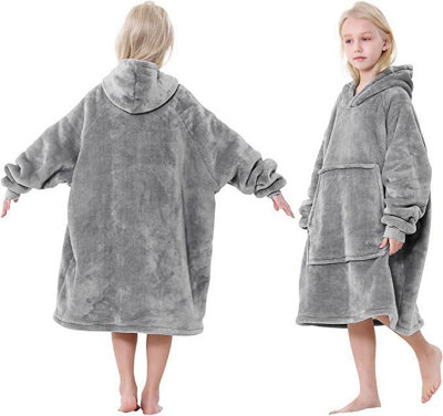 Taylor & Brown Hoodie Blanket Oversized Big Hooded Ultra Plush Sherpa Giant Sweatshirt Blanket (Light Grey) from B&Q