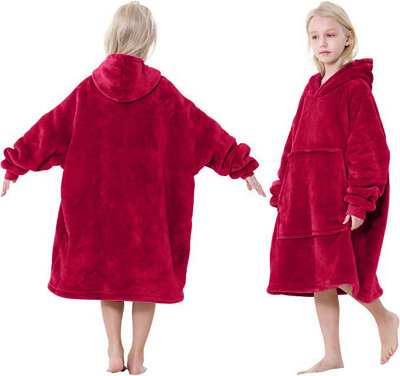 Taylor & Brown Hoodie Blanket Oversized Big Hooded Ultra Plush Sherpa Giant Sweatshirt Blanket (Red) from B&Q