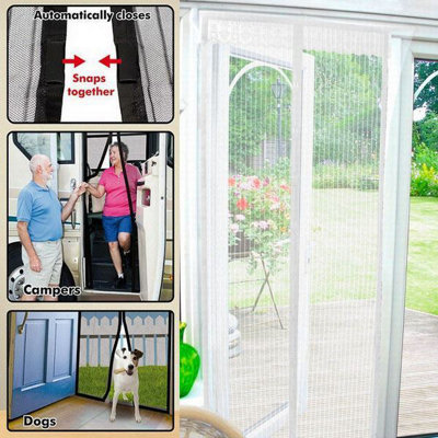 Taylor & Brown Magic Curtain Door Mesh Magnetic Fastening Hands Free Fly Bug Mosquito Insect Screen White