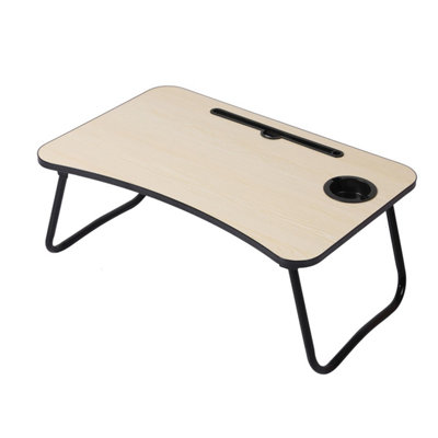 B&Q -  Folding Laptop Table Tray  Portable Bed Desk With Tablet Slot & Cup Holder For ReadingBreakfast & More