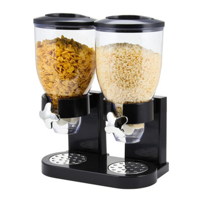 B&Q -  Double Cereal DispenserDry Food Storage ContainerPlastic Container Machine For CornflakesNutsBeansGranola