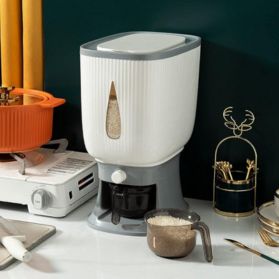 Taylor & Brown Brown/Grain Taylor & 10Kg Rice Dispenser Sealed Storage Container With Lid, Moistureproof & Measuring Cylinder Large