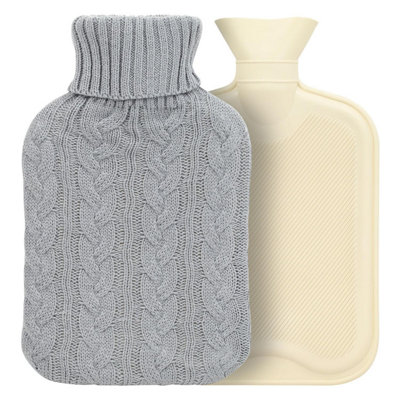 Taylor & Brown 2L Hot Water Bottle With Soft Knitted CoverGrey  Hot/cold CompressMuscle Pain ReliefHand & Feet Warmer from B&Q