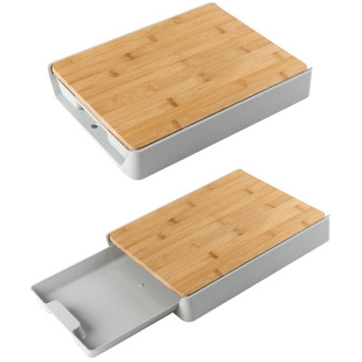 Taylor & Brown Bamboo Chopping Board With Pullout Tray  Nonslip Kitchen Prep Station For Easy Food Prep & Storage from B&Q