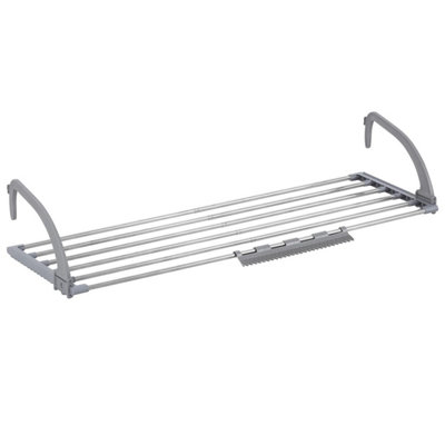 B&Q -  Foldable 5 Bar Radiator Clothes Airer Rack With Sock ClipsAdjustable Arms6M Laundry Drying Rack