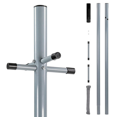 B&Q -  2.4M Heavy Duty Garden Clothes Washing Line Prop30M Pvc LineSteel Pole For Outdoor Laundry Drying