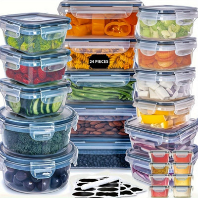Taylor & Brown 48-Pack Plastic Airtight Food Storage Containers With LidsStackable Leakproof Kitchen & Pantry Organisers