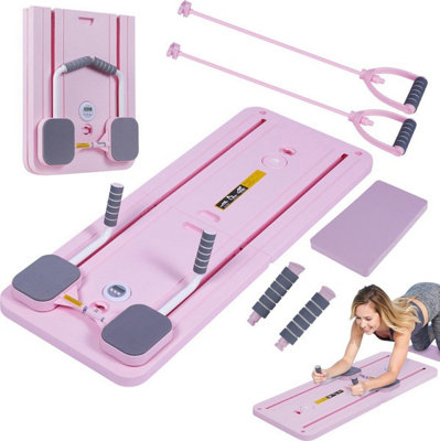 Taylor & Brown Pilates Reformer MachineAb Roller BoardCore & Strength Workout Equipment With Timer (Pink) from B&Q