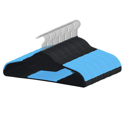 B&Q -  30 Pack Non-Slip Rubber Coated Plastic Hangers0.5Cm Slim Space-Saving Blue Clothes Hangers With 360 Swivel Hook