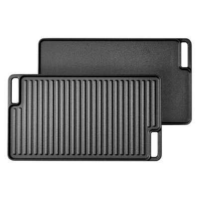 Cast Iron Reversible Grill Plate Flat Griddle Skillet BBQ Pan Gas Hob & Stove - Image 3