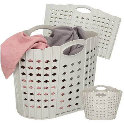 B&Q -  Foldable Laundry BasketFlat Easy Store 38L Storage SolutionSpace-Saving Closet OrganizerCompact Wardrobe Bin