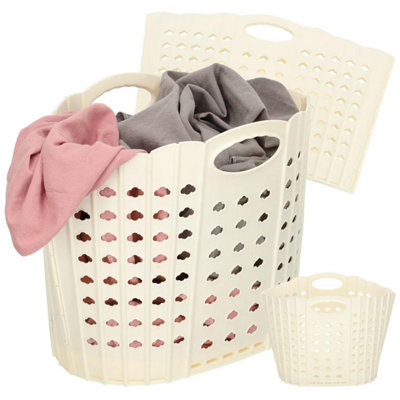 B&Q -  Foldable Laundry BasketFlat Easy Store 38L Storage SolutionSpace-Saving Closet OrganizerCompact Wardrobe Bin