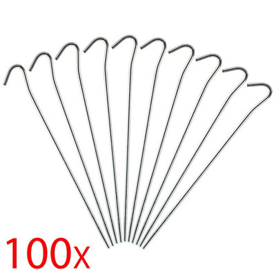  - Taylor & Brown 100 Galvanised Tent Pegs 4mm X 9InHeavyduty Camping Pegs For HikingBeachOutdoor & Travel Use