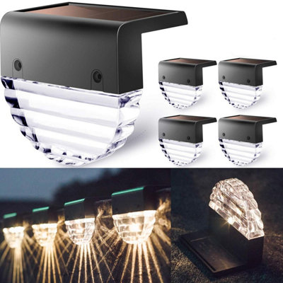 B&Q -  4 Pack Solar Deck LightsWaterproof Led Solar Step & Fence Lights For GardenPatioYard (Warm White)