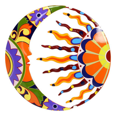 Taylor & Brown Metal Sun & Moon Wall ArtHandcrafted Mexican Talavera Décor For Indoor/outdoor Living RoomGardenPatio from B&Q