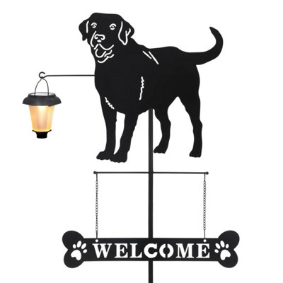 B&Q -  Solar Labrador Dog Welcome Stake With Lantern Lightoutdoor Decorative Garden Stake For YardLawnPatio