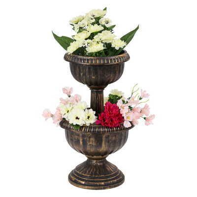 Taylor & Brown 2Tier Antique Bronze Effect Flower Fountain Planter Stand With Stable Base For GardenPatioBalcony Use from B&Q