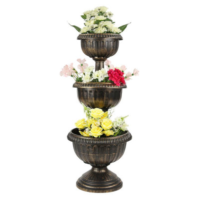 Taylor & Brown 3 Tier Bronze Flower Fountain Planter Stand With Stable Base For GardenBalconyPatio & Outdoor Decor from B&Q