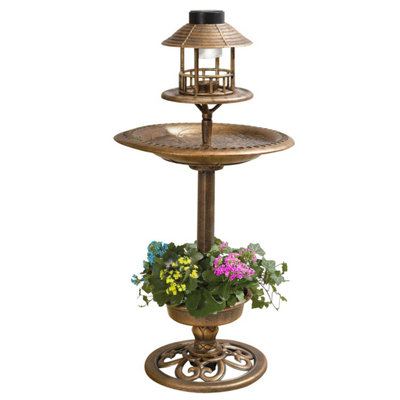B&Q -  3 In 1 Solar Powered Bird BathFeeder & Planter With White Led Light