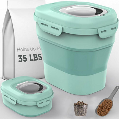 Taylor & Brown Collapsible Airtight Pet Food Storage Container With Scoop & Wheels For Dog/cat Dry FoodGreen from B&Q