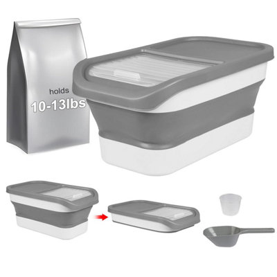 Taylor & Brown 15Lbs Collapsible Airtight Pet Food Storage Container With Measuring Cup & Scoop For Dog/cat Dry FoodGrey from B&Q