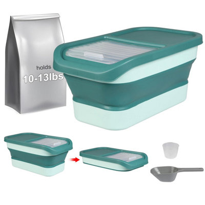 Taylor & Brown 15 Lbs Airtight Pet Food ContainerCollapsible With Scoop & Measuring CupDry Food Dispenser Green from B&Q