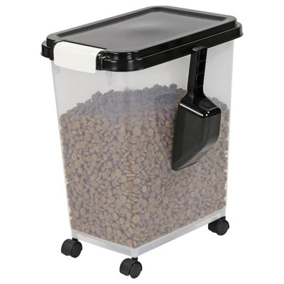 Taylor & Brown 20L Airtight Pet Food Storage Container With Scoop & Casters For Dog, Cat, Dry Food Black